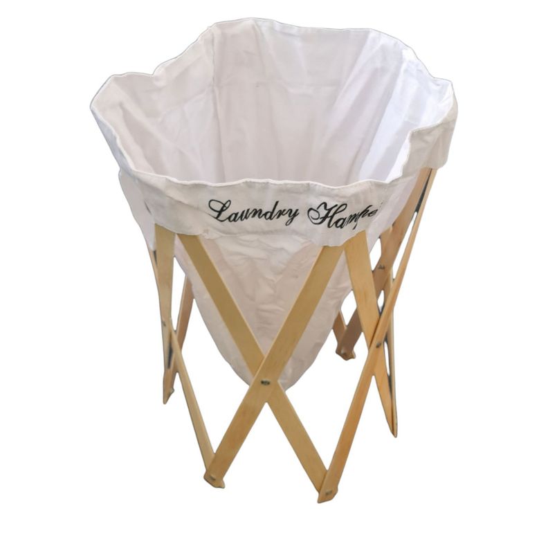 Canasto Cesta Ropa Sucia Plegable Madera 35x69cm-1