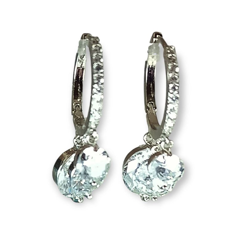 Argollas Huggies Zirconios pavé plata fina ley S925-0