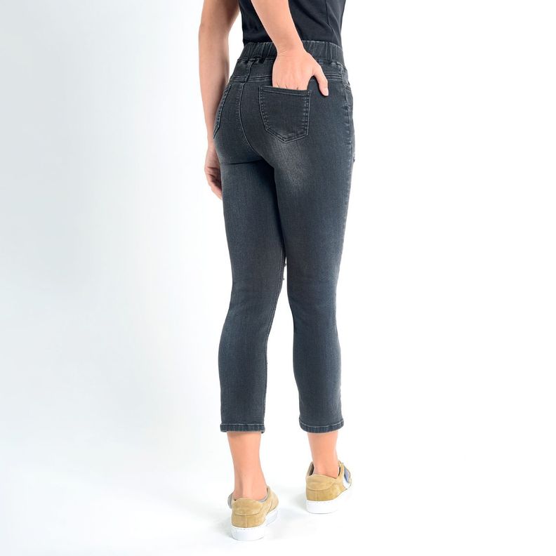 Legging Capri Jeans De Algodón Negro Caffarena-3