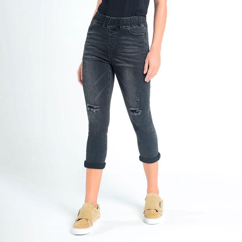 Legging Capri Jeans De Algodón Negro Caffarena-1