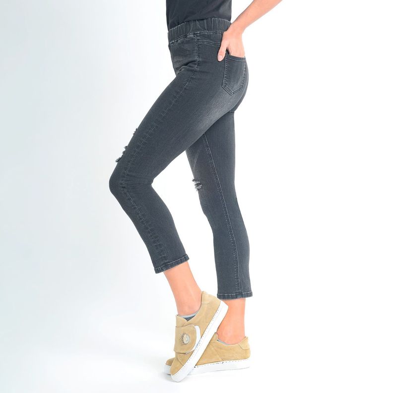 Legging Capri Jeans De Algodón Negro Caffarena-2