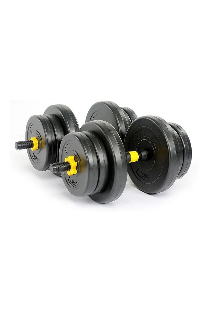 Set Barra y Mancuernas Ajustable 20 Kg Amarillo-4