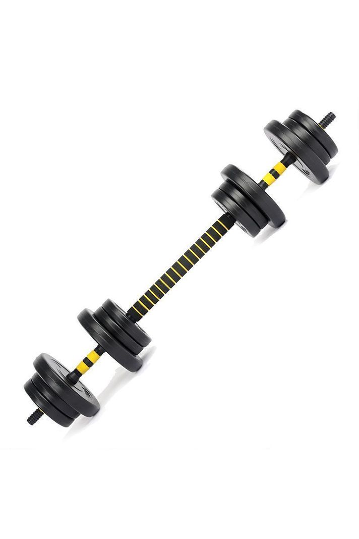 Set Barra y Mancuernas Ajustable 20 Kg Amarillo-3