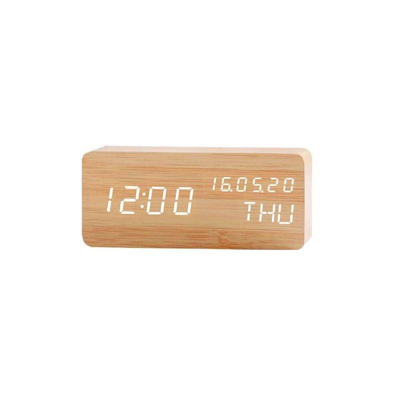 Reloj Despertador De Madera Con Pantalla Digital - PuntoStore-0