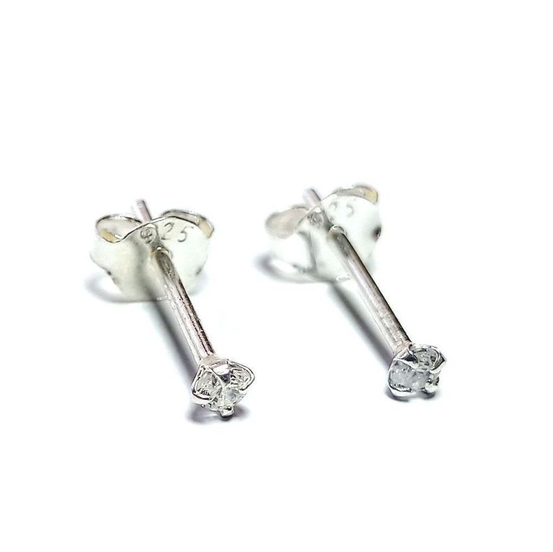 Aros Circon Blanco Grifas 2mm Plata Fina 925