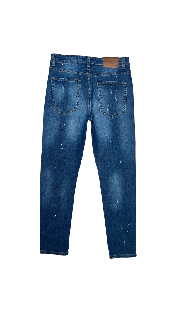 Jeans Hombre Skinny Azul Focalizado Con Destroyer Pintado-7