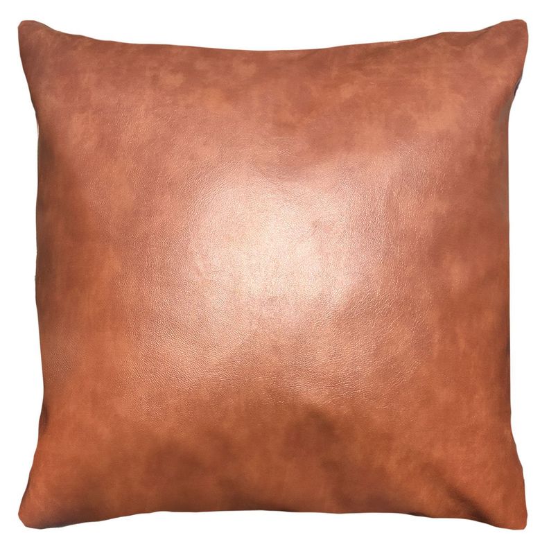 COJÍN DECORATIVO ECOCUERO CAFE 50X50 RELLENO-0