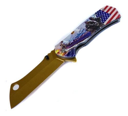 Gold American Flag Navaja Cortapluma AC02 Acero