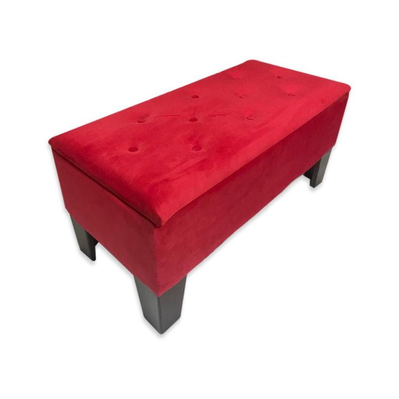 Banqueta Baul HVM Roja Felpa Pmadera Rojo