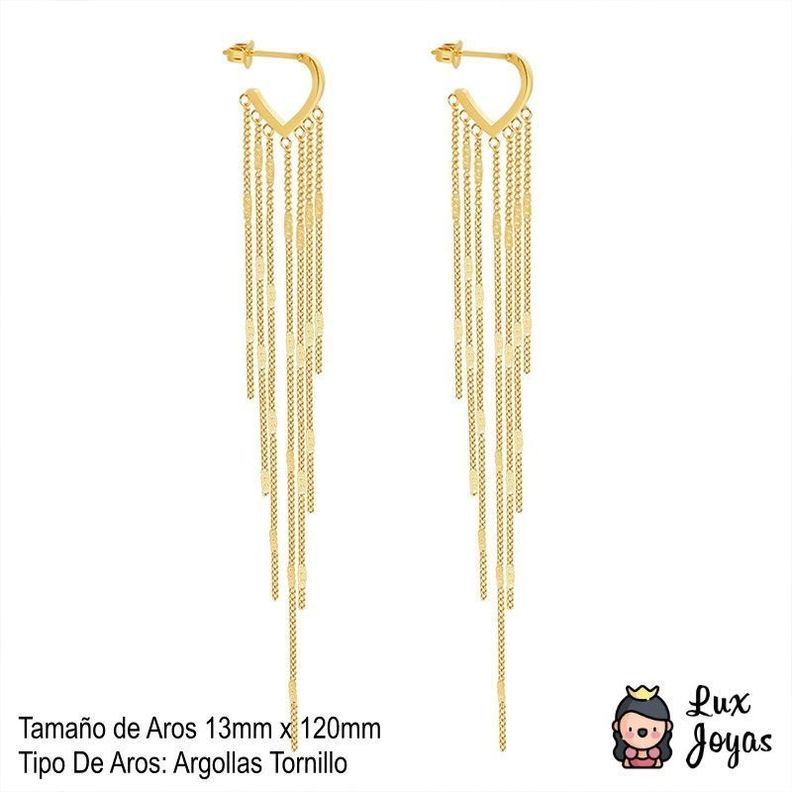 Aros Baño Oro Amarillo 18k Argollas Tornillo Cadenas-3