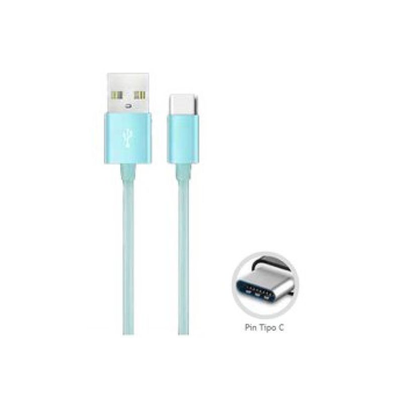 Cable USB a Tipo C 1mt Transmisión de Datos y Carga Verde-0