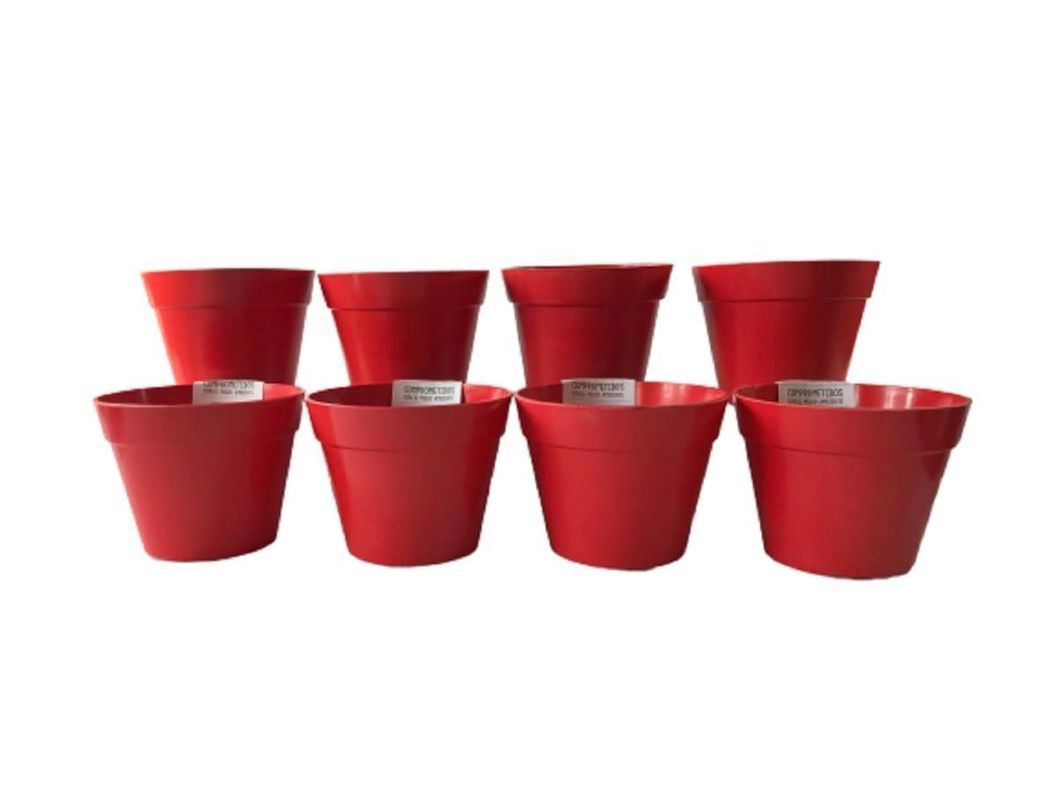 SET 8 MACETAS BIO REDONDO ROJO 13,7X10,3