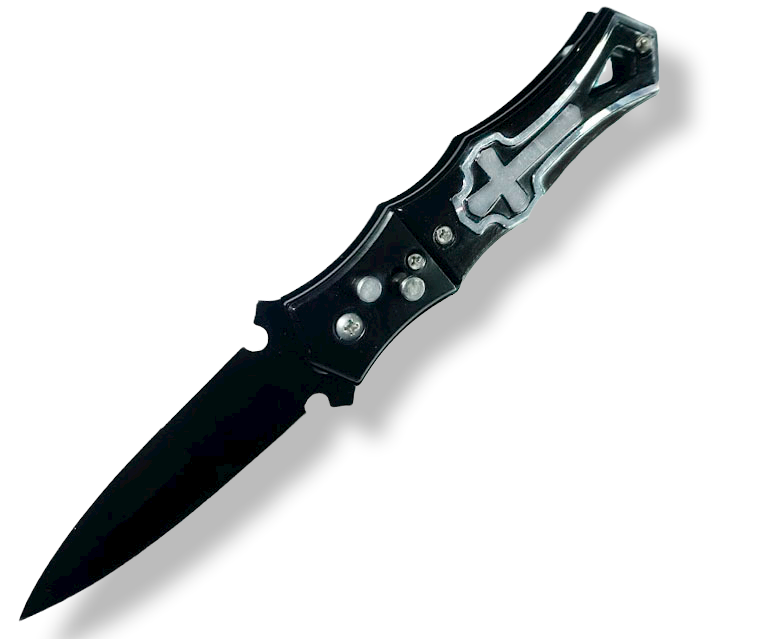 Cuchillo Navaja Automatica Black Cruze 440 Ai90 Acero