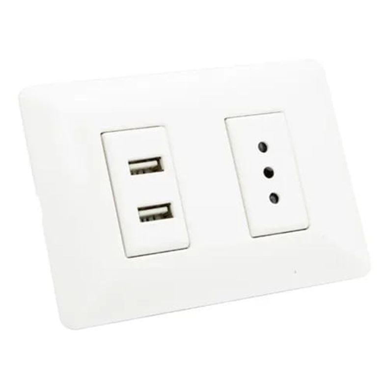 Enchufe Para Muro Simple Con 2 Usb 2.1a 250v 10a - Malik-0