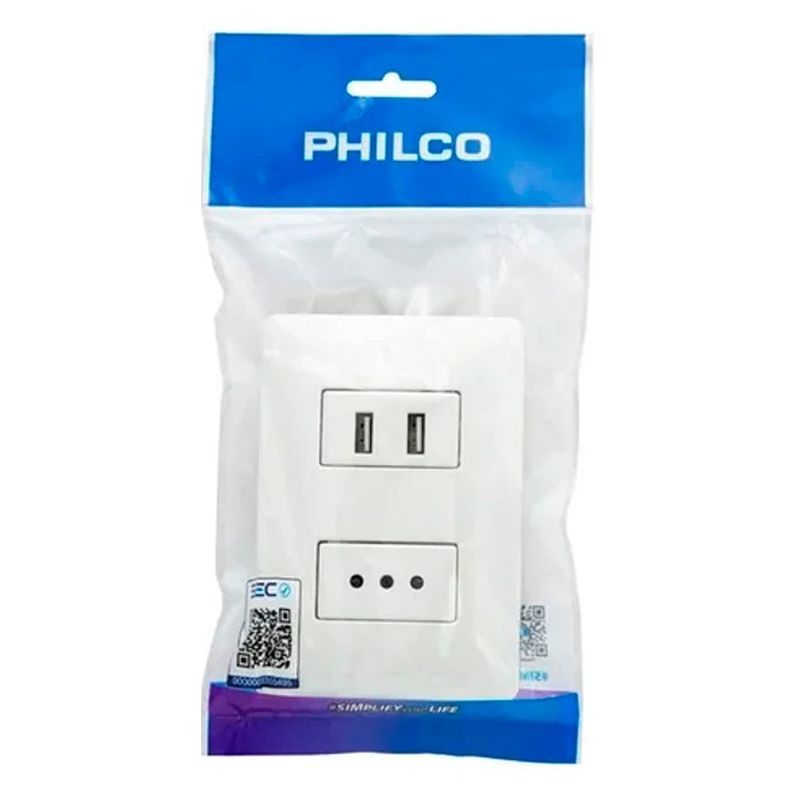 Enchufe Para Muro Simple Con 2 Usb 2.1a 250v 10a - Malik-1