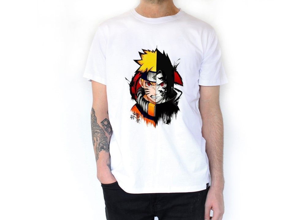 Poleras de hombre naruto y sasuke sublimado-0