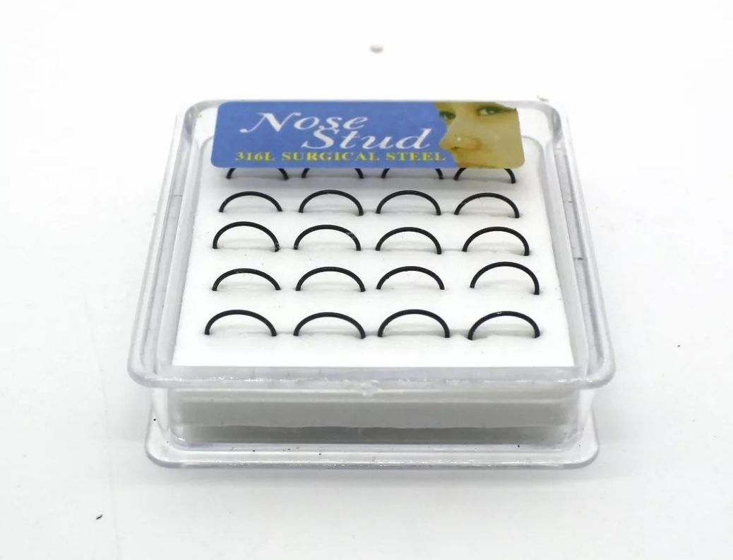 Argolla Nariz Piercing 20 Unidades 8mm Abiertas Color Negro-3
