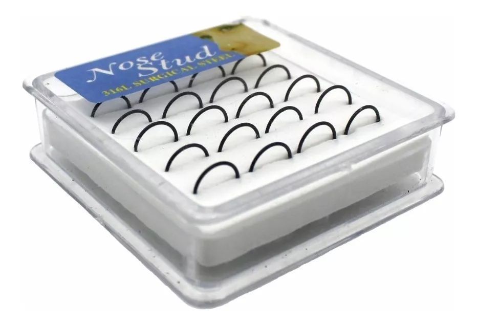 Argolla Nariz Piercing 20 Unidades 8mm Abiertas Color Negro-0
