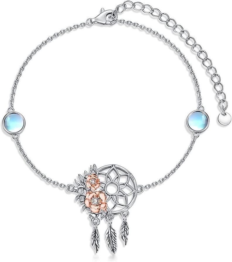 Pulsera Atrapasueños Piedra Luna Plata 925-0