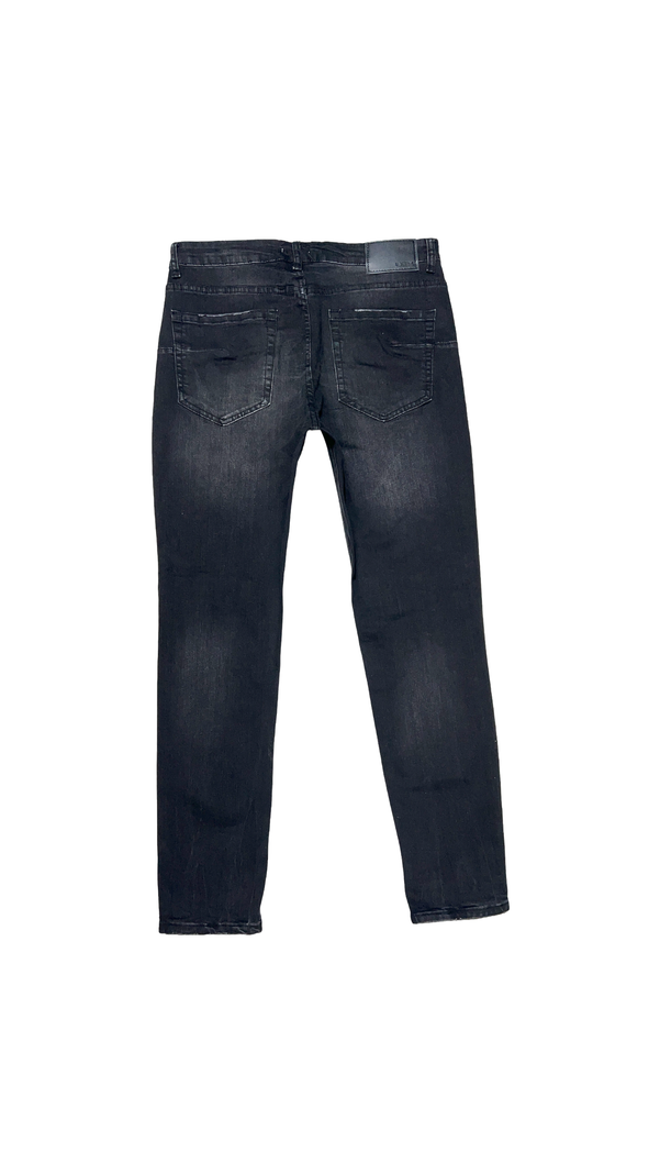 Jeans Hombre Skinny Negro Focalizado con Destroyer-7
