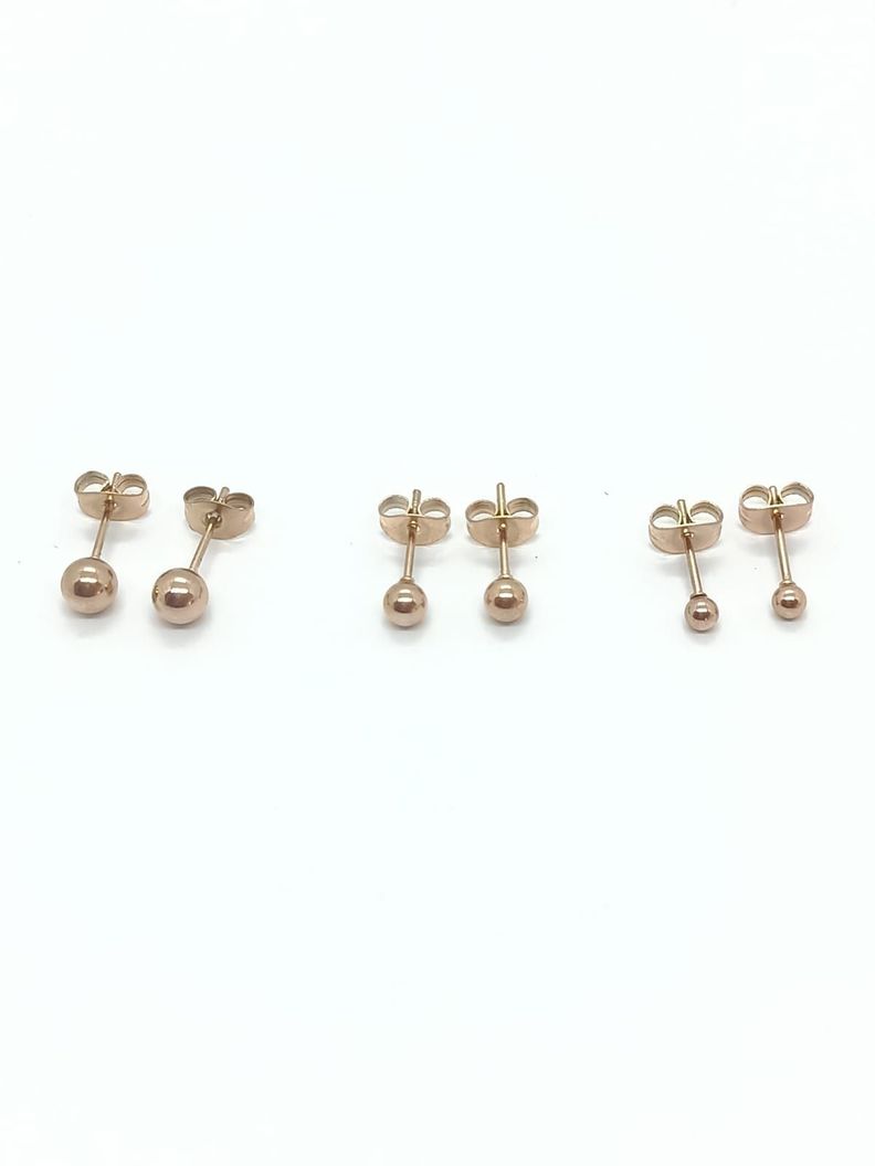 Pendientes Esferas de 3mm chapados en oro rosa 14kl-2