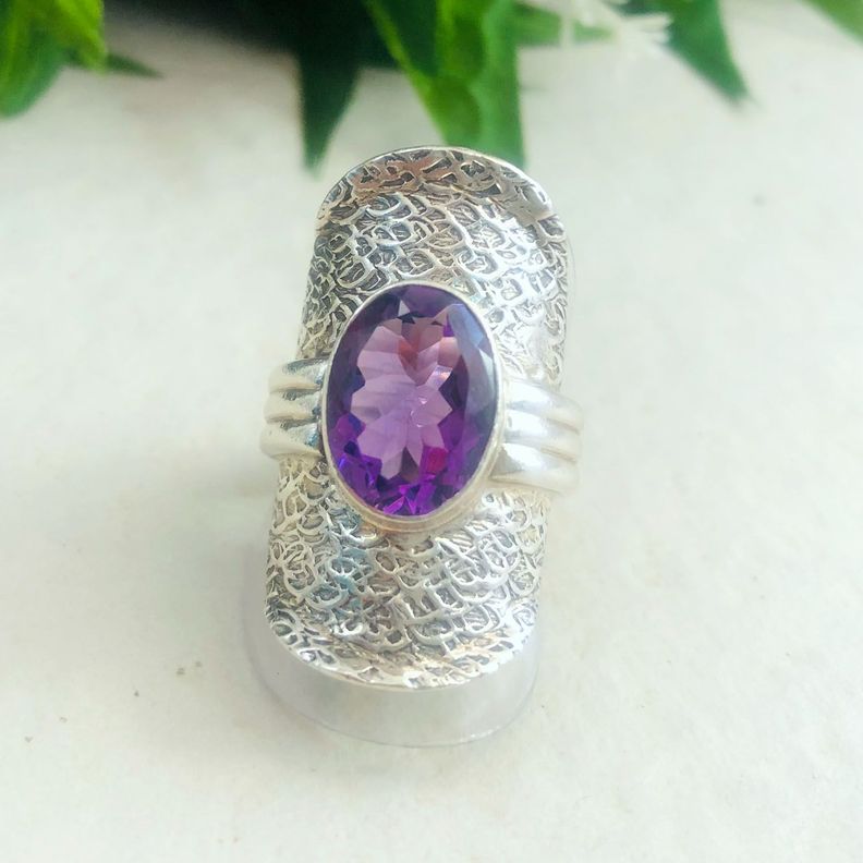 Anillo Amatista Facetada en Plata-0