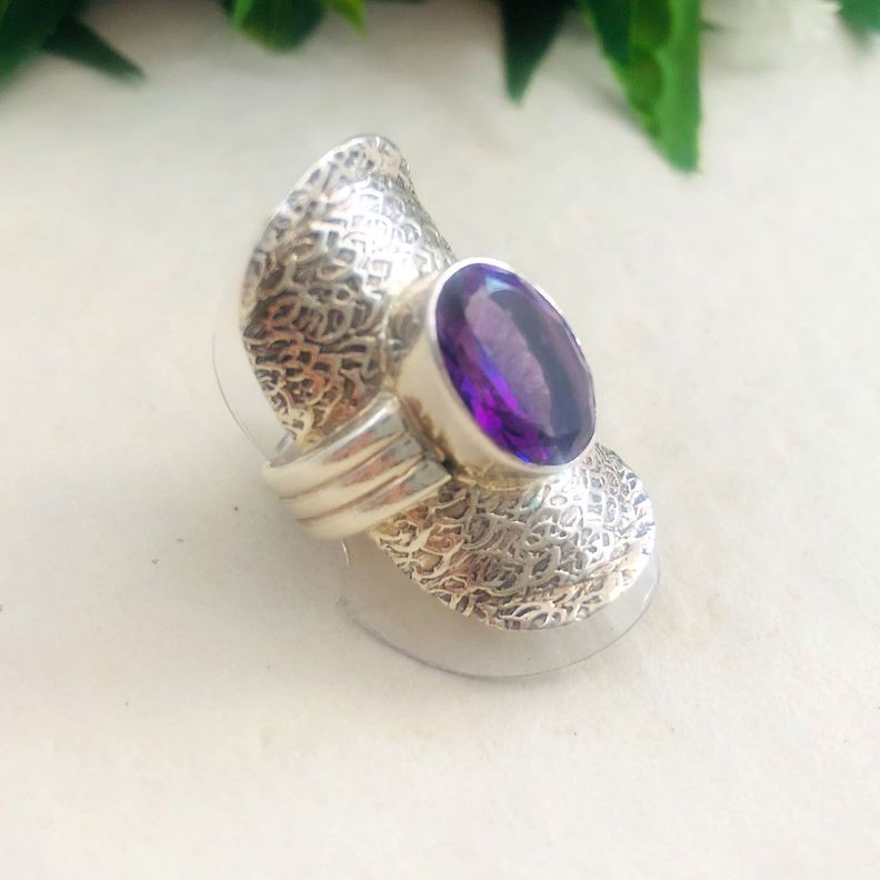 Anillo Amatista Facetada en Plata-2