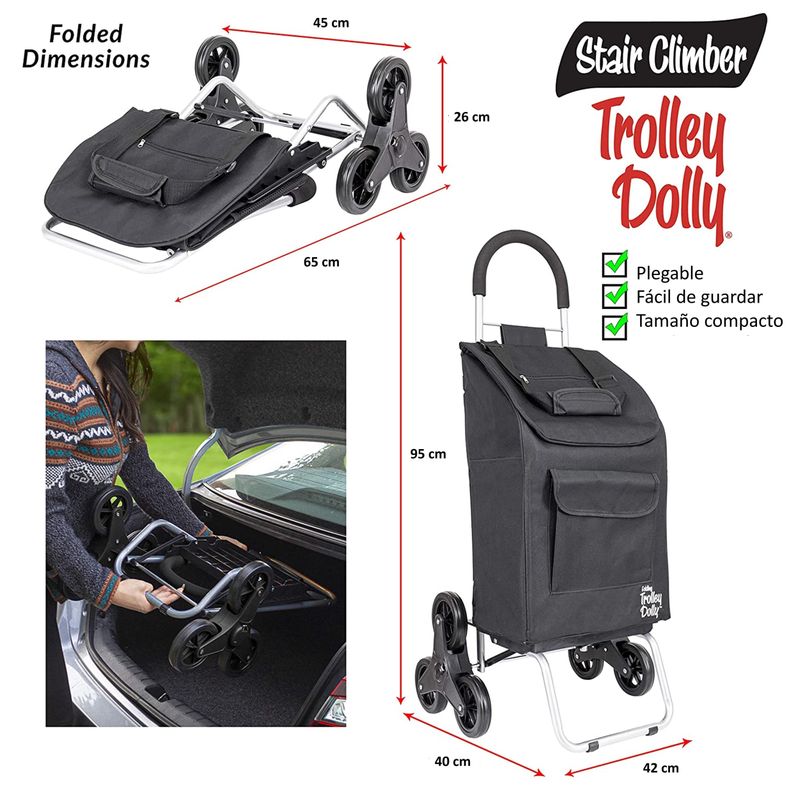 Carrito De Compras Plegable Escalador Feria Trolley Dolly Yegua Black-4
