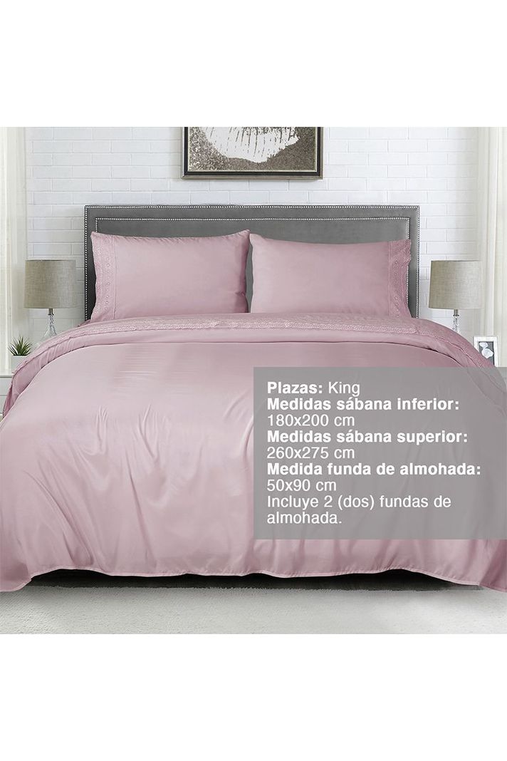 Sábana Broderie King Palo Rosa-1