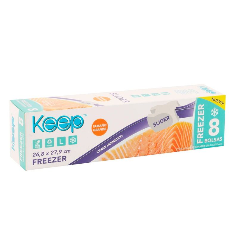 8 Bolsas Freezer Cierre Hermético Slider 26,8x27,9cm L Keep-0