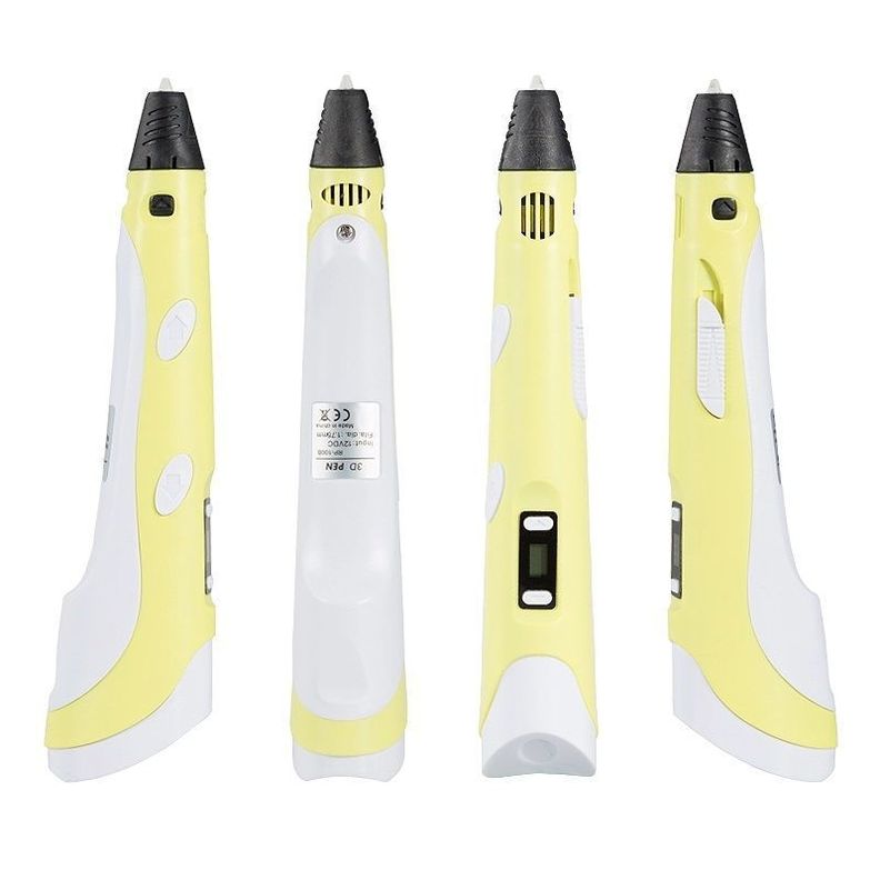 Boligrafo de impresión 3D ABS 3D PEN-2 RP100B LCD 1,75 mm - Amarillo + Set filamentos 200m-1