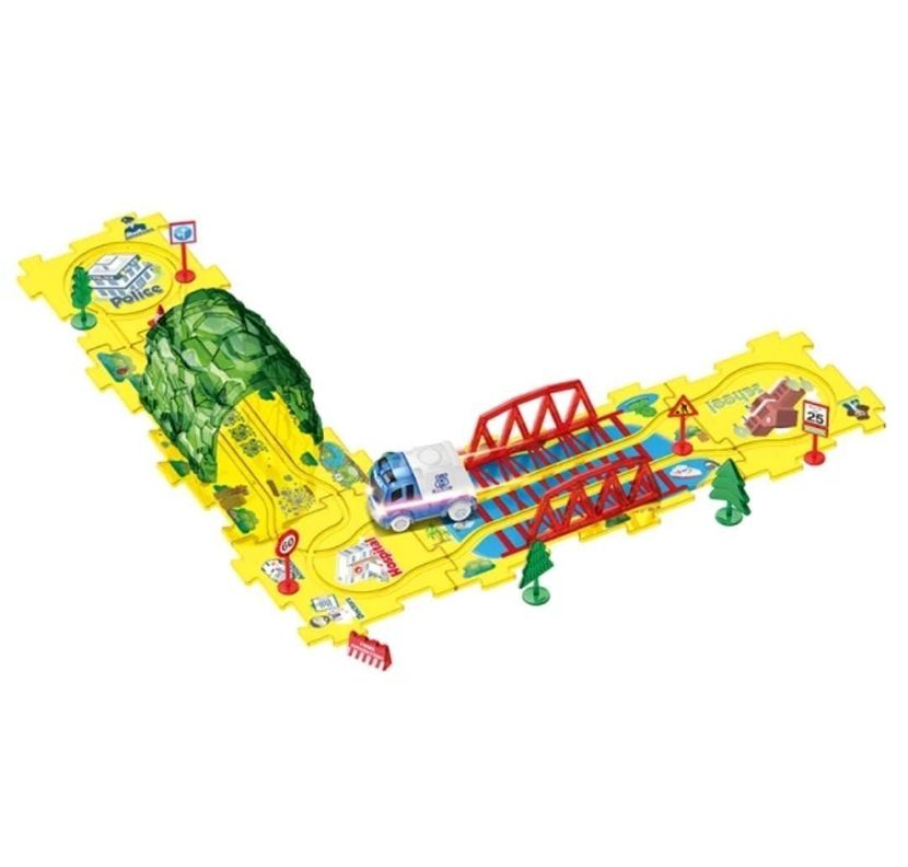 Pista De Auto Educativo, Piezas Armable Como Puzzle-2