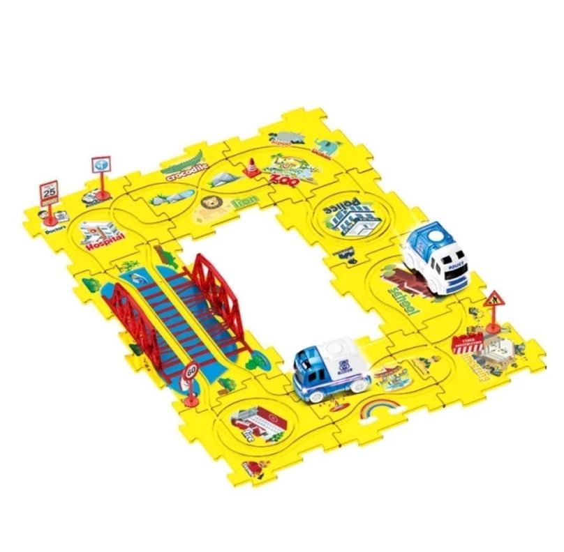 Pista De Auto Educativo, Piezas Armable Como Puzzle-1