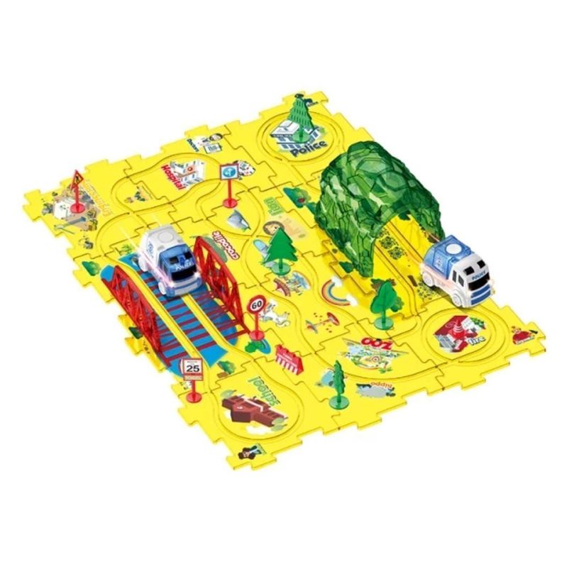 Pista De Auto Educativo, Piezas Armable Como Puzzle-0