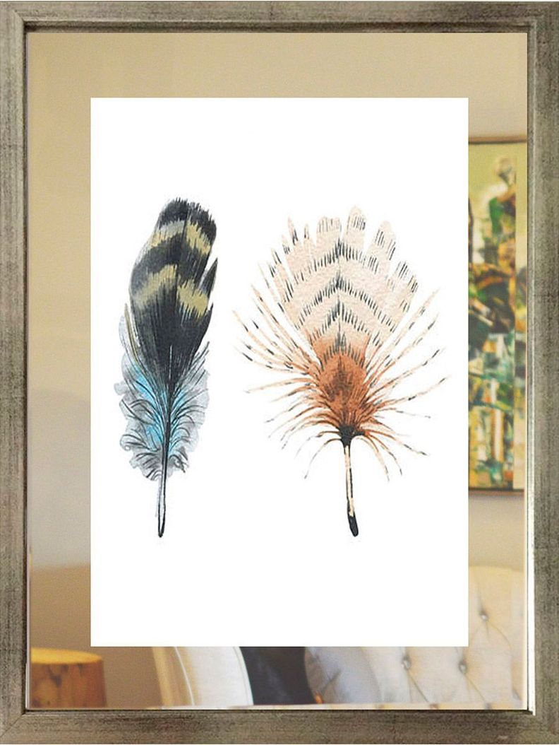 Set 3 Cuadros Plateado Plumas Espejo 30X40-4