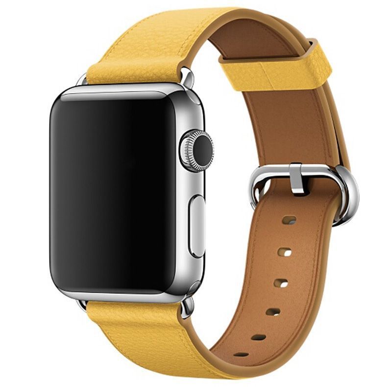 Correa Cuero Compatible Iwatch Apple Watch Mostaza 38-40-41MM-1