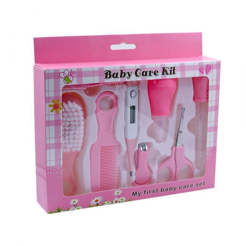 Set De Higiene Y Cuidados Del Bebe Con Termometro cortauñas 8 piezas Rosado F-125-0