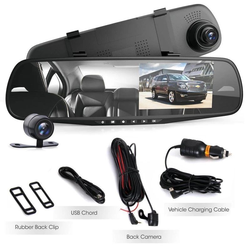 Espejo Monitor Auto DVR y camara de marcha atras-1