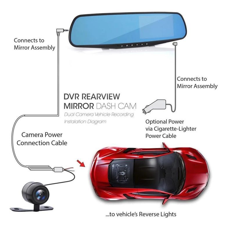 Espejo Monitor Auto DVR y camara de marcha atras-2
