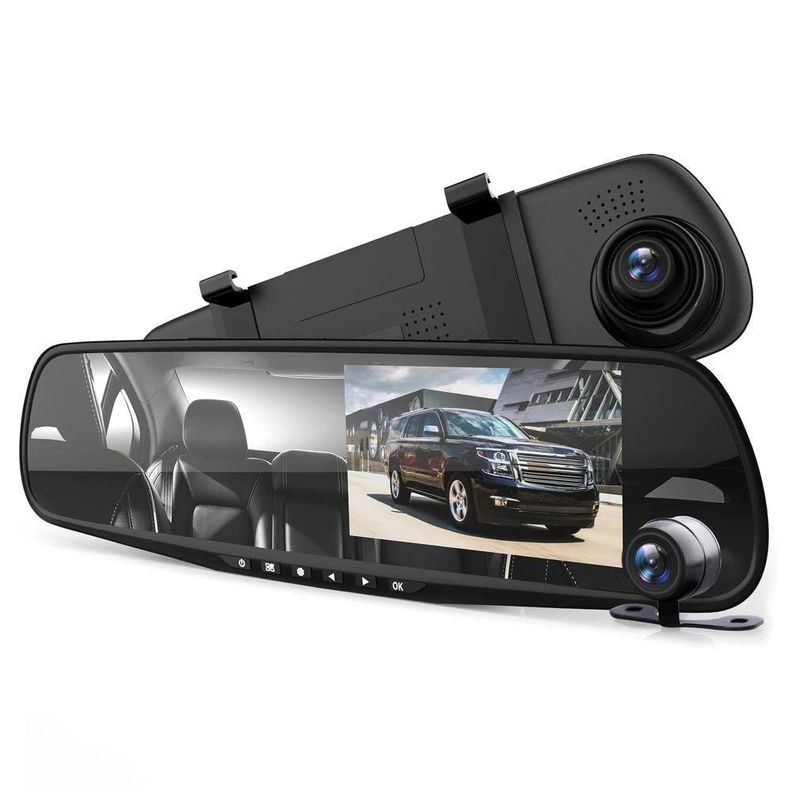 Espejo Monitor Auto DVR y camara de marcha atras-0