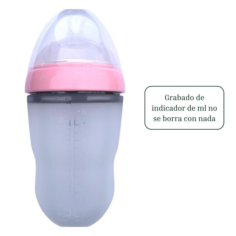 MAMADERA SILICONA FLEXIBLE COBABY 250ml ROSA-2