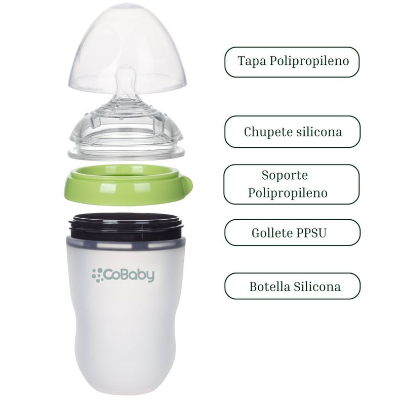 MAMADERA SILICONA FLEXIBLE COBABY 250ml ROSA-4