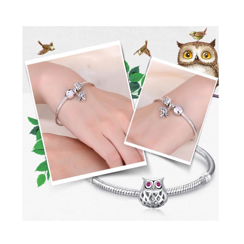Charm Búho en Plata Fina 925 SILVER HEART-2