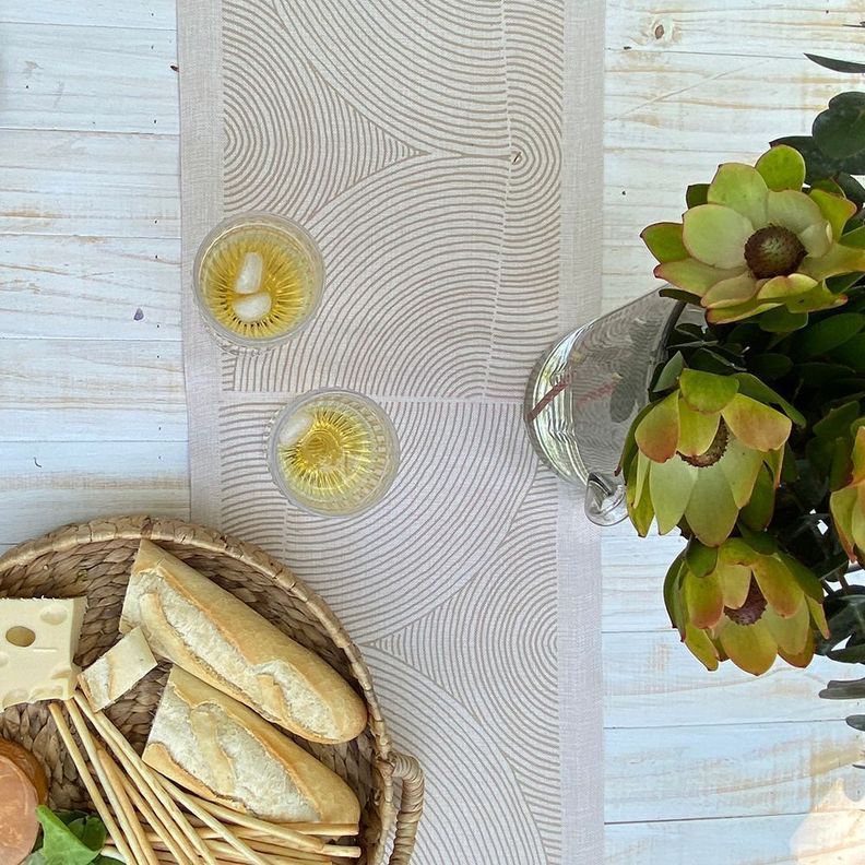 Camino de mesa, linet natural, Taupe-1