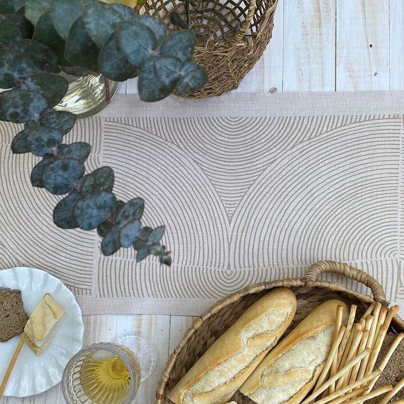 Camino de mesa, linet natural, Taupe-2