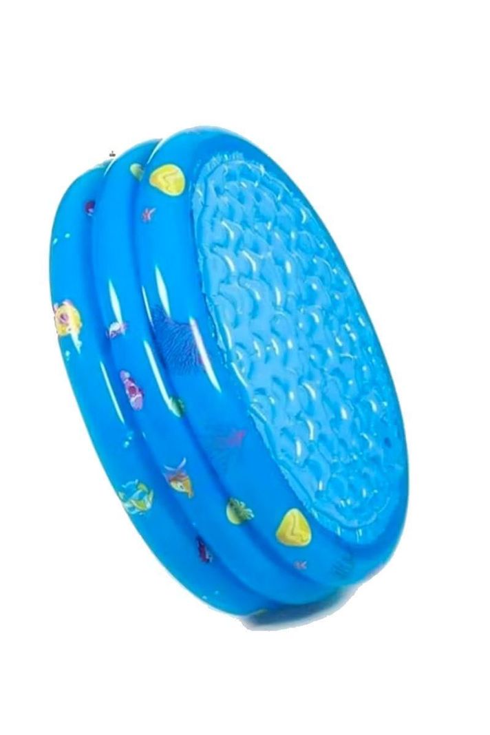 Piscina Inflable Plástico Bebe 3 Anillos 120cm Verano Celeste-3