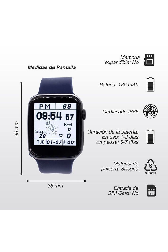 Reloj Inteligente Smartwatch ZN76 Negro-1