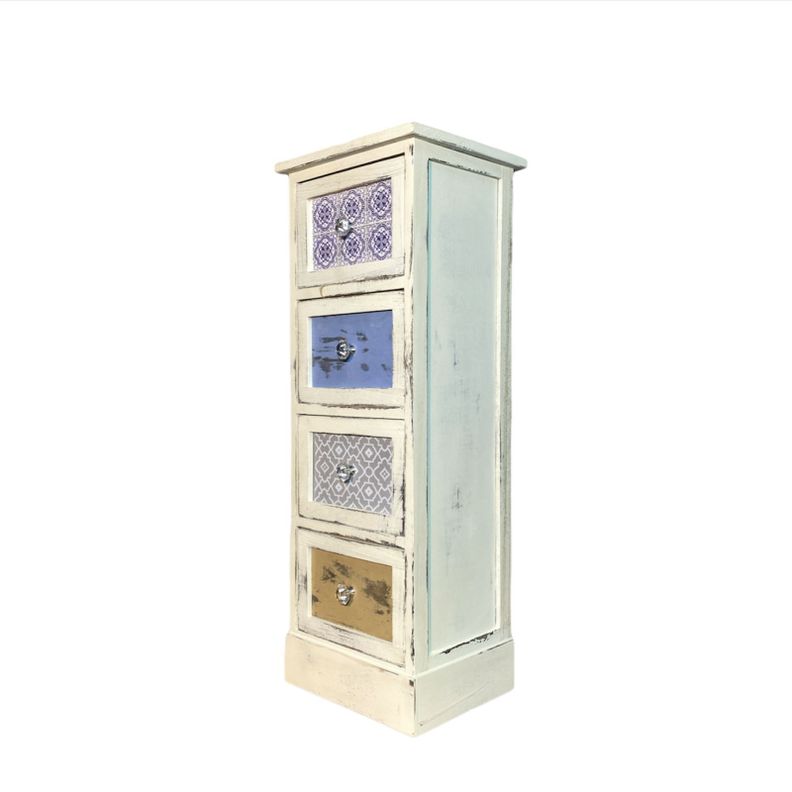 Mueble Vintage Con 4 Cajones En Tonos Azules - S0139-2