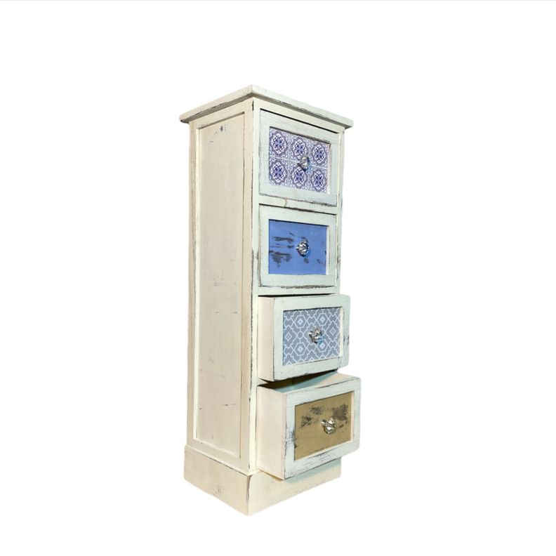 Mueble Vintage Con 4 Cajones En Tonos Azules - S0139-3