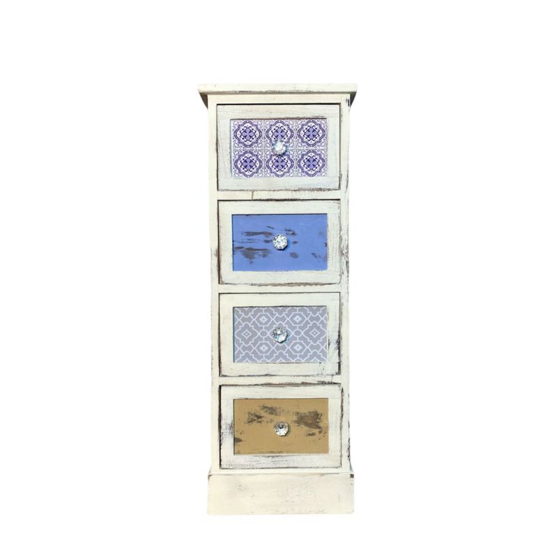 Mueble Vintage Con 4 Cajones En Tonos Azules - S0139-1